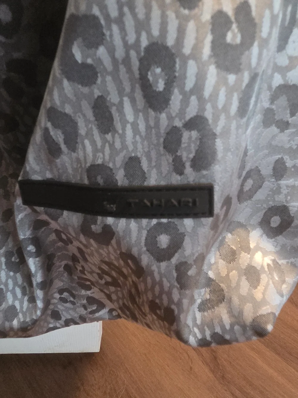 Tahari Gray Leopard-Print Hobo with Red Interior